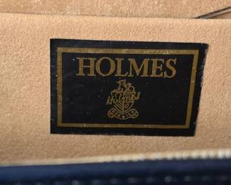 Holmes of London Navy Blue Leather Clutch with Gold Chain