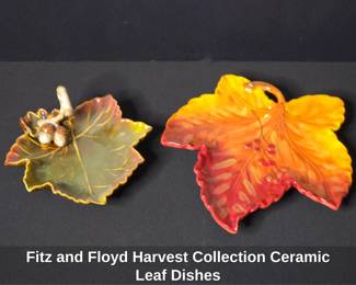 Fitz and Floyd Harvest Collection Ceramic Leaf Dishes