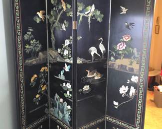 Four Panel Coromandel Screen with MOP Inlay