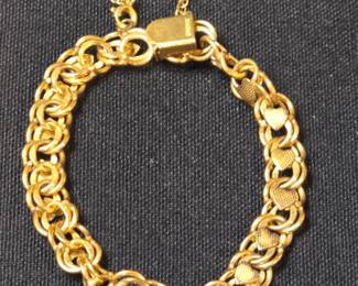 1/20 12 K GF Double Link Heart Charm Bracelet