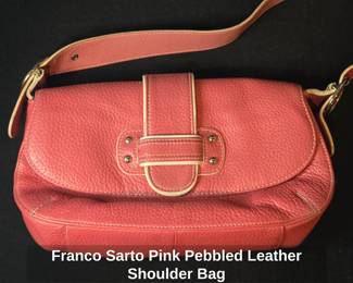 Franco Sarto Pink Pebbled Leather Shoulder Bag 