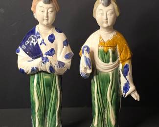 Pair of Chinese Sancai Glazed Figures