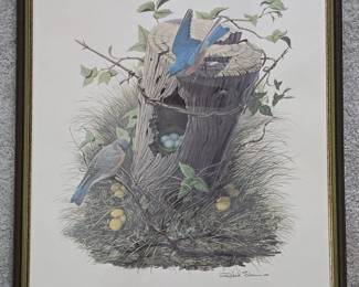 Richard Sloan Eastern Bluebird Pl Hand Signed Lithograph Print
