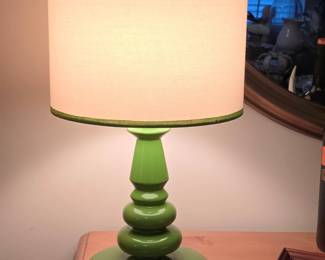 MidCentury Modern Green Ceramic Stacked Table Lamp