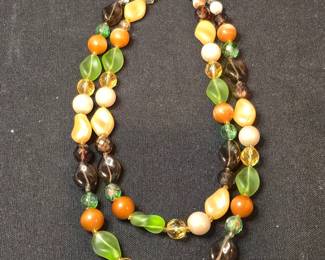 Two Strand Beaded Necklace with Agate and Glass Beads