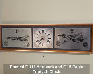 Framed F Aardvark and F Eagle Triptych Clock