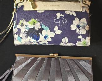 Liz Claiborne Floral Wallet and Pleated Clutch Set