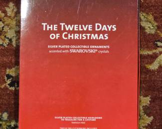 Harvey Lewis The Twelve Days of Christmas Silver Plated Collectible Ornaments with Swarovski Crystals 