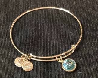 Alex and Ani Aquamarine March Birthstone Charm Bangle Bracelet