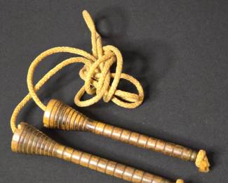 Antique Wooden Jump Rope with Turned Handles