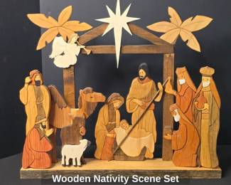 Wooden Nativity Scene Set