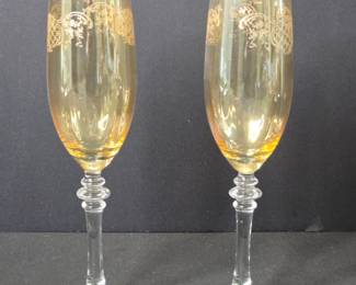Cristalleria Fumo Amber Fluted Champagne Glasses