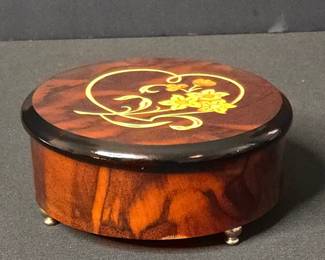 Vintage Sorrento Italian Marquetry Music Box with Floral Inlay