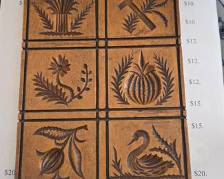 Carved Wooden Springerle Cookie Mold with Six Panels
