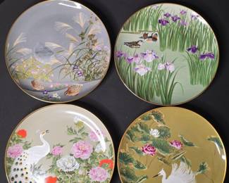 Franklin Porcelain Flower and Bird in Twelve Months Collection Plates by Naoka Nobata