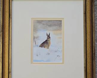 Hare in Winter Landscape Painting