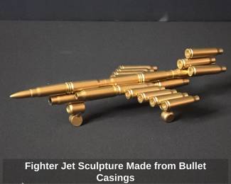 Fighter Jet Sculpture Made from Bullet Casings