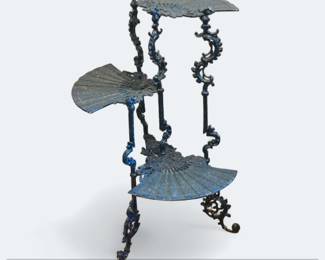 Victorian Cast Iron Plant Stand with Fan Motif