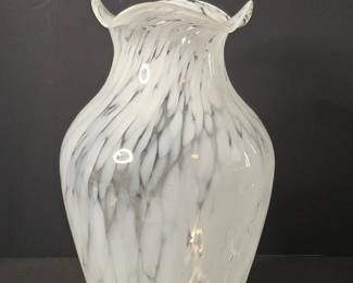 Murano Art Glass Vase with White Swirl Pattern