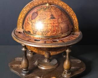 Vintage Italian Globe Humidor with Pipe Stand