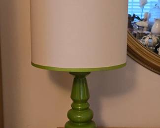 MidCentury Modern Green Ceramic Table Lamp with Stacked Elements