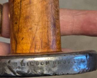 Set of Three Vintage Wood and Metal Bobbins Wilson Bros