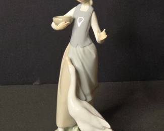 Lladro Girl with Duck Porcelain Figurine 