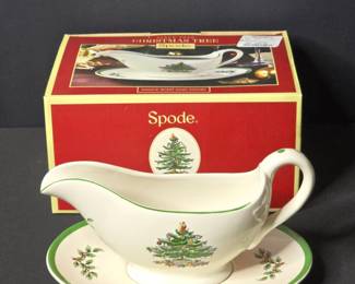Spode Christmas Tree Sauce Boat and Stand