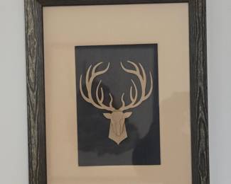 Framed Layered Paper Cutout of a Stags Head