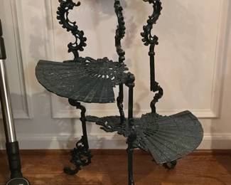 Victorian Cast Iron Tiered Plant Stand with Fan Motif