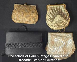 Collection of Four Vintage Beaded and Brocade Evening Clutches