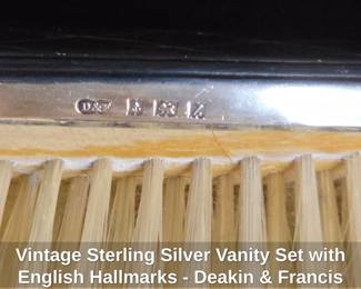 Vintage Sterling Silver Vanity Set with English Hallmarks Deakin  Francis Birmingham 