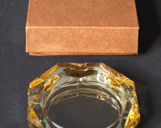 Amber Glass Octagonal Ashtray with Presentation Box