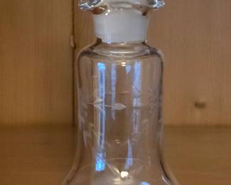 Sterling Silver and Etched Glass Cruet Bottle 