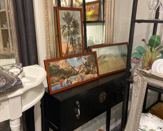 Mirrors, console, artwork