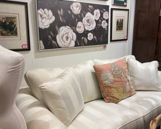 Ethan Allen sofa, artwork