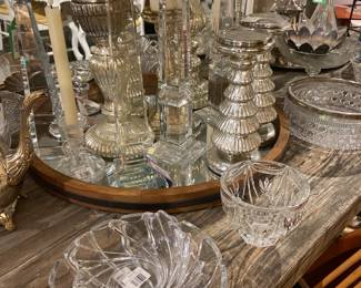 Crystal, glass, Waterford, serving plates, bowls, vases glasses, candle holders