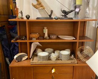 MCM hutch, Lenox candle holders