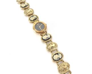 Vintage Gruen Quartz Watch with Cameo Style Band