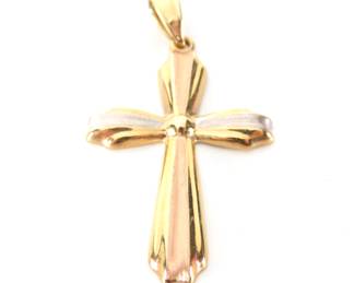 14K Gold Cross Pendant - Made in Turkey - 1.9g