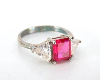 Sterling Silver with Ruby & Iolite Setting - Size 7.5