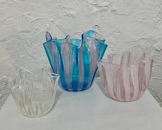 Venini and La Murrina signed fazzoletto vases 