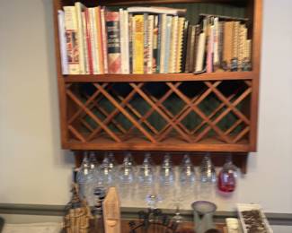 Wine hitch, various books, decor