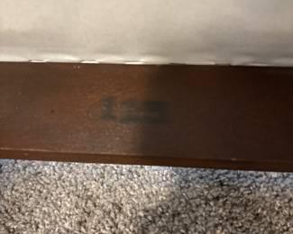 Duncan Phyfe inspired-empire style mahogany lyre-back chair with patterned upholstered seat.