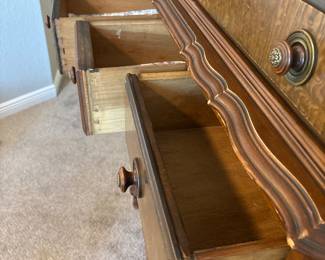 Art Deco Waterfall Dresser 47” High x 16” deep x 37” 3 large drawers 4 small valet drawers on top.  See pics for ware. 