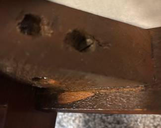 Duncan Phyfe inspired-empire style mahogany lyre-back chair with patterned upholstered seat.