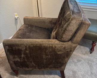 Velveteen upholstered Baker Armchair with leather ottoman "Milling Road"