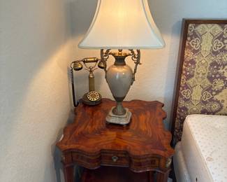 Castilian Urn Lamp with linen shade 40" with finial&nbsp;