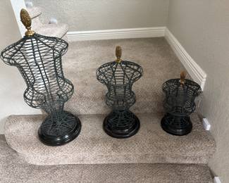 Three Piece Maitland- Smith 2Welded Wire Urn Form Decor 30", 24", 13"
