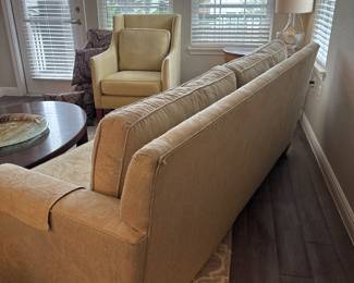 Baker Couch Milano Furniture 90” long x 38” 
Milling Road Tweed Chair 29 x 31” 
Milling Road coffee cocktail table 54 x 36 x 18” tall
